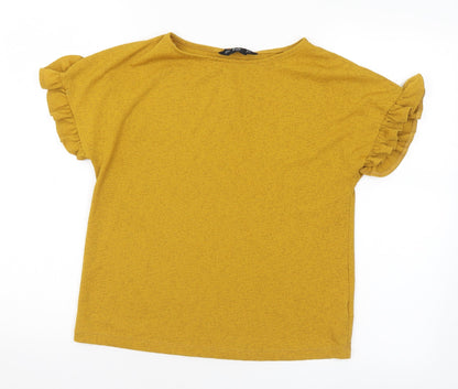 F&F Womens Gold Polyamide Basic Blouse Size 6 Round Neck