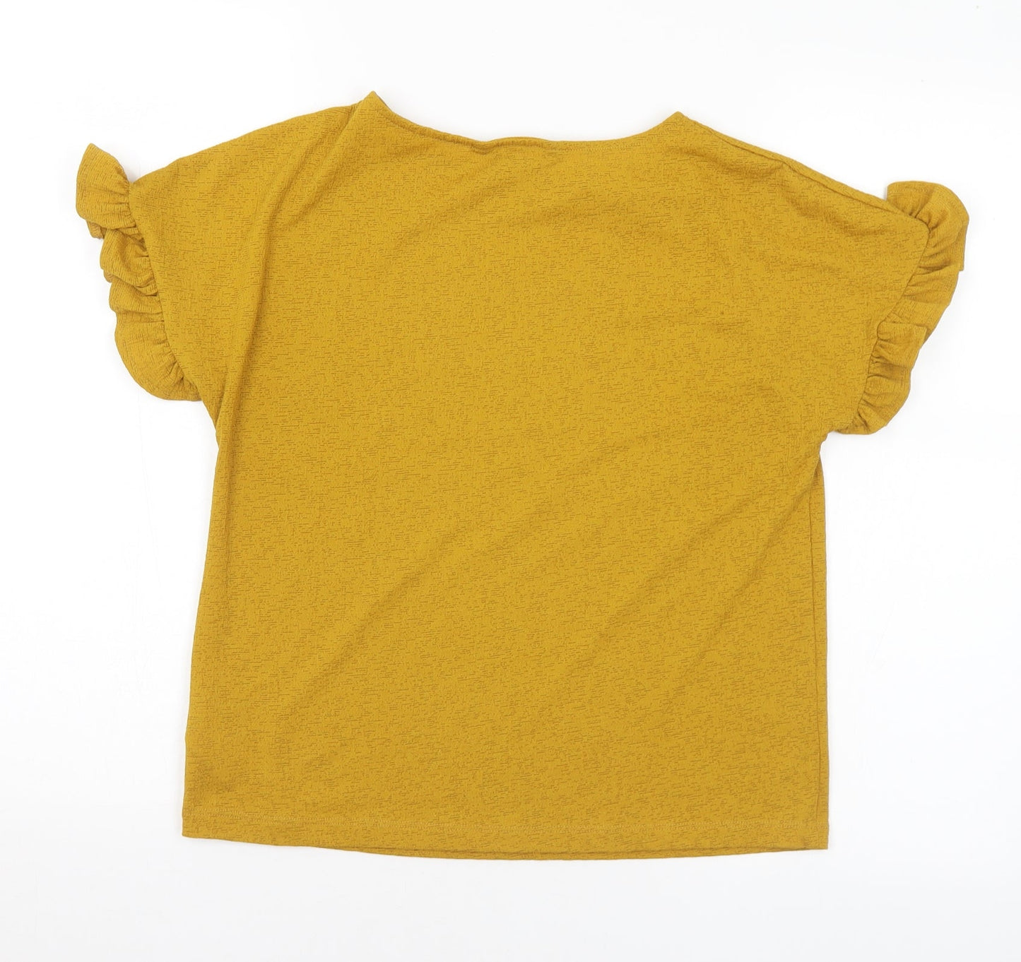 F&F Womens Gold Polyamide Basic Blouse Size 6 Round Neck