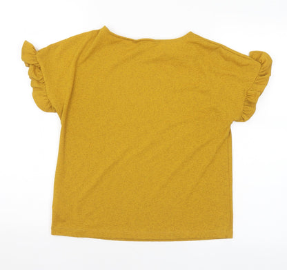 F&F Womens Gold Polyamide Basic Blouse Size 6 Round Neck