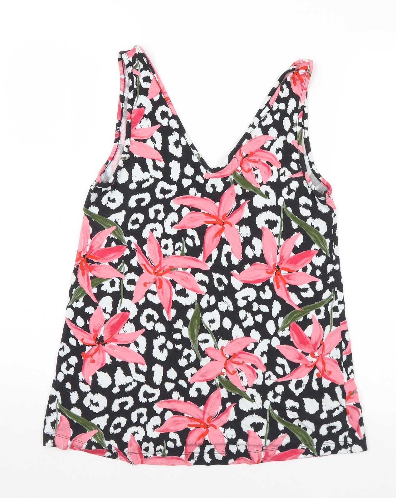 F&F Womens Multicoloured Floral Viscose Basic Tank Size 8 V-Neck