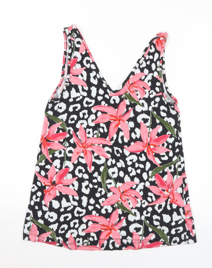 F&F Womens Multicoloured Floral Viscose Basic Tank Size 8 V-Neck