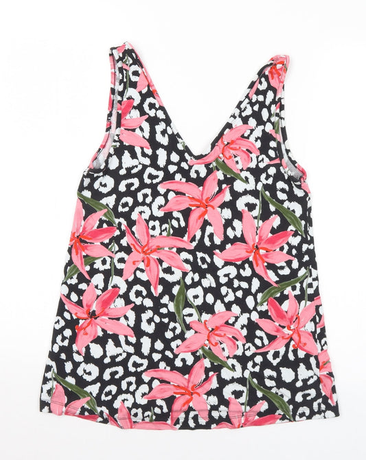 F&F Womens Multicoloured Floral Viscose Basic Tank Size 8 V-Neck