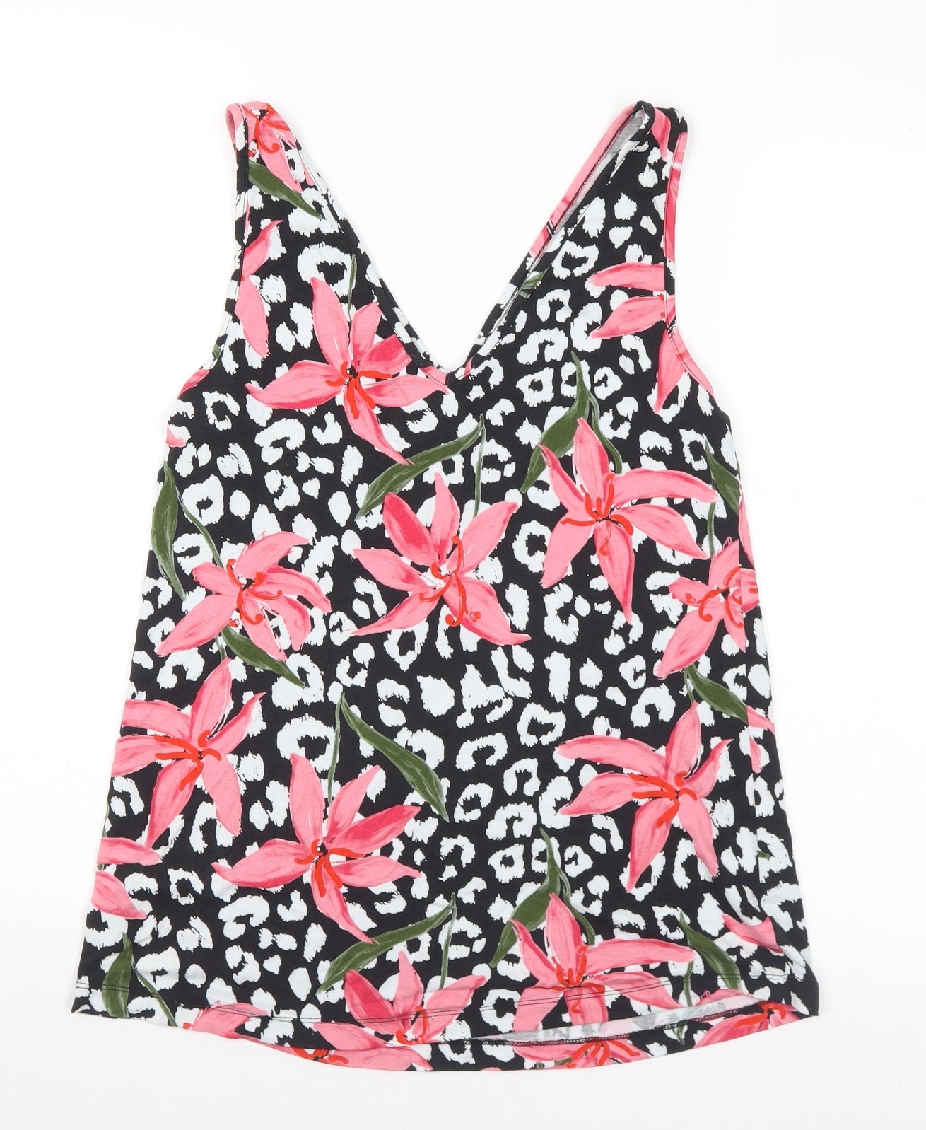 F&F Womens Multicoloured Floral Viscose Basic Tank Size 8 V-Neck