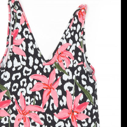 F&F Womens Multicoloured Floral Viscose Basic Tank Size 8 V-Neck