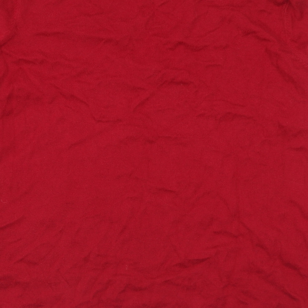 Gap Womens Red V-Neck Cotton Pullover Jumper Size L