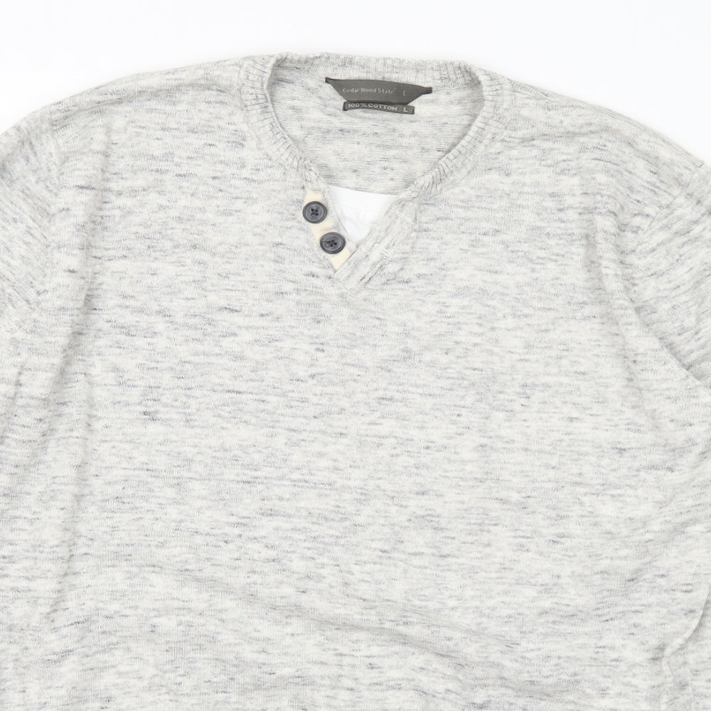 Womens UK Size L Cedar Wood State Grey Pullover Jumper