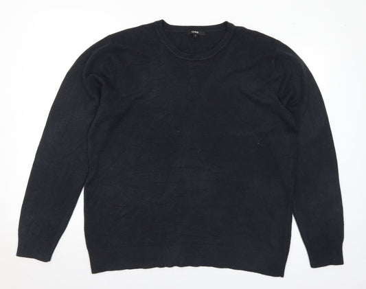 George Mens Black Round Neck Acrylic Pullover Jumper Size XL