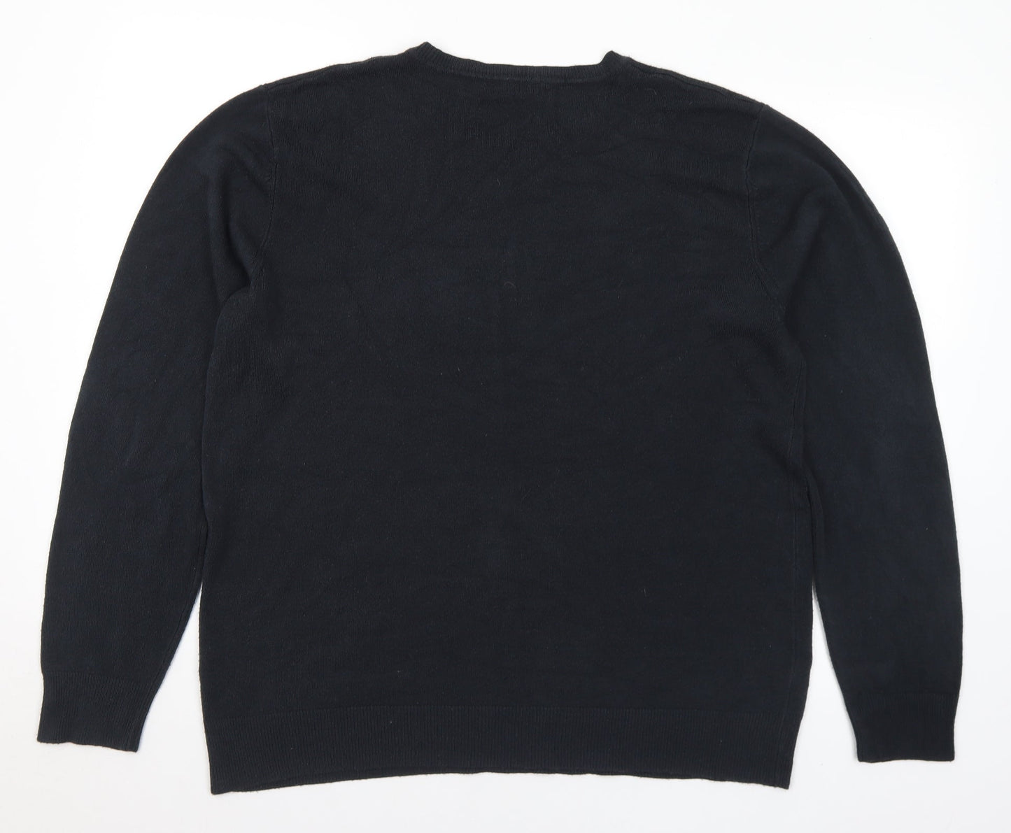 George Mens Black Round Neck Acrylic Pullover Jumper Size XL