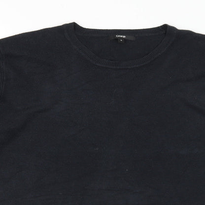 George Mens Black Round Neck Acrylic Pullover Jumper Size XL