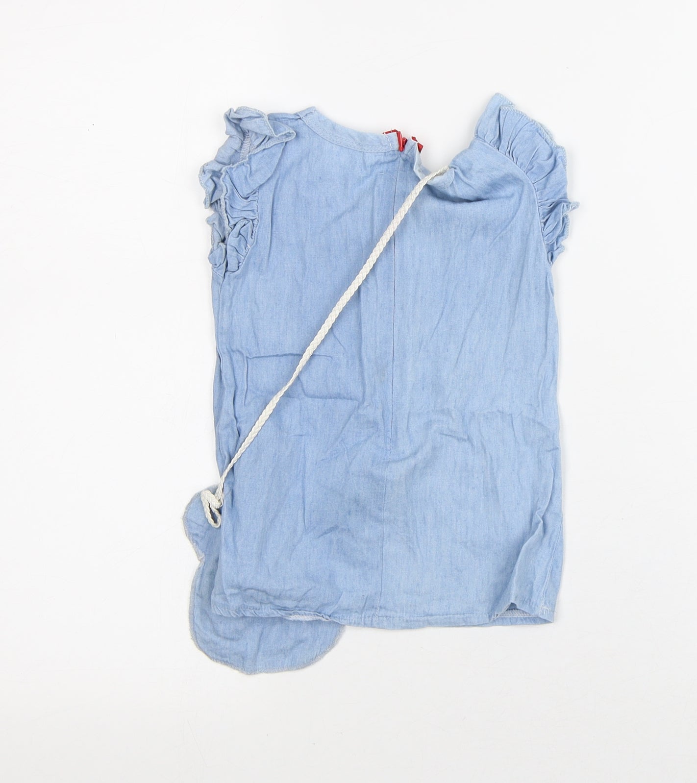 Preworn Girls Blue Cotton T-Shirt Dress Size 18-24 Months Scoop Neck - With Bag