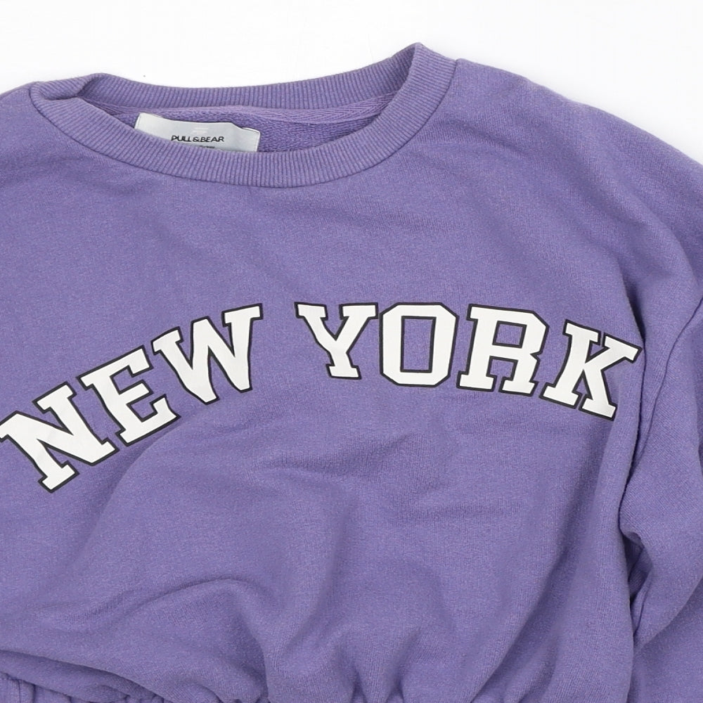 Womens UK Size M Pull&Bear Purple Pullover Sweatshirt