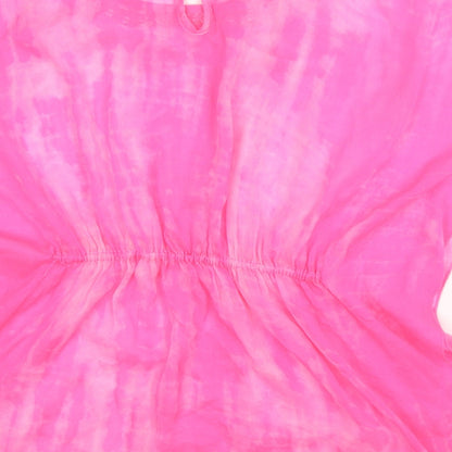 YD Girls Pink Geometric Polyester Tunic T-Shirt Size 10-11 Years Scoop Neck - Tie Dye