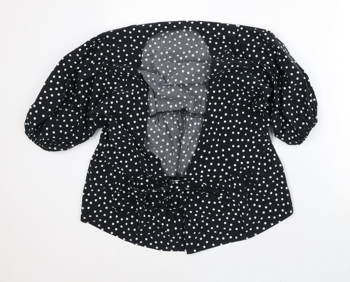 George Womens Black Polka Dot Viscose Tunic Blouse Size 10 Round Neck