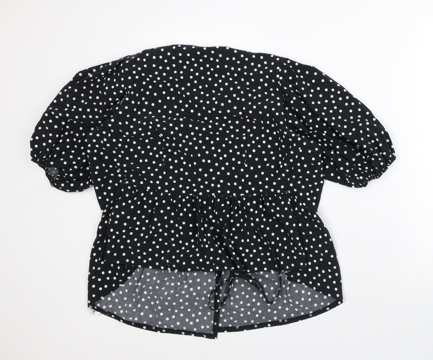 George Womens Black Polka Dot Viscose Tunic Blouse Size 10 Round Neck