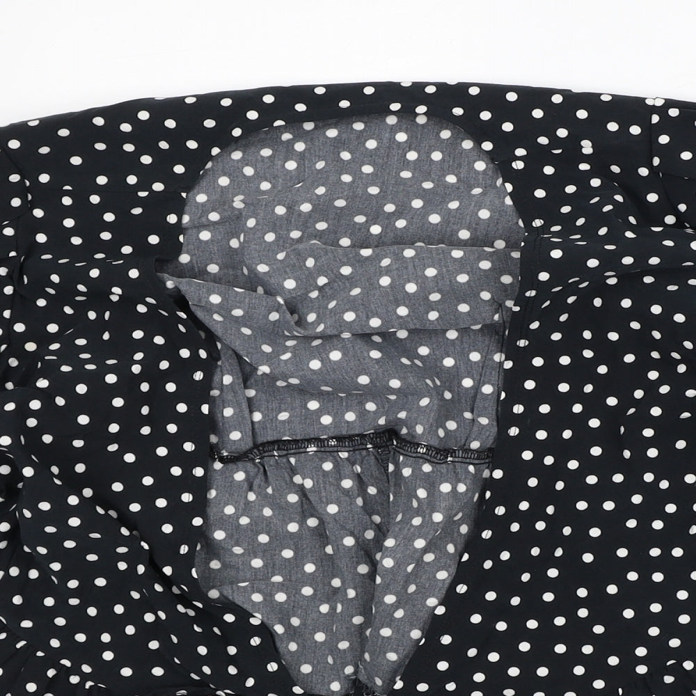 George Womens Black Polka Dot Viscose Tunic Blouse Size 10 Round Neck