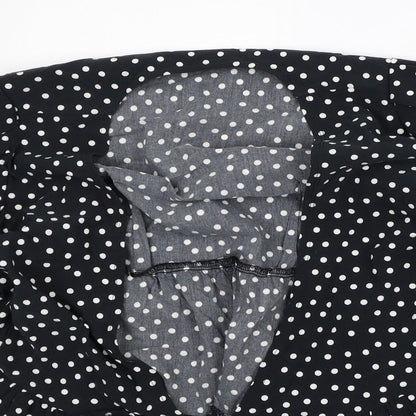 George Womens Black Polka Dot Viscose Tunic Blouse Size 10 Round Neck