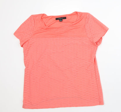 Marc New York Womens Orange Geometric Polyester Basic T-Shirt Size L Round Neck - 2 Layers