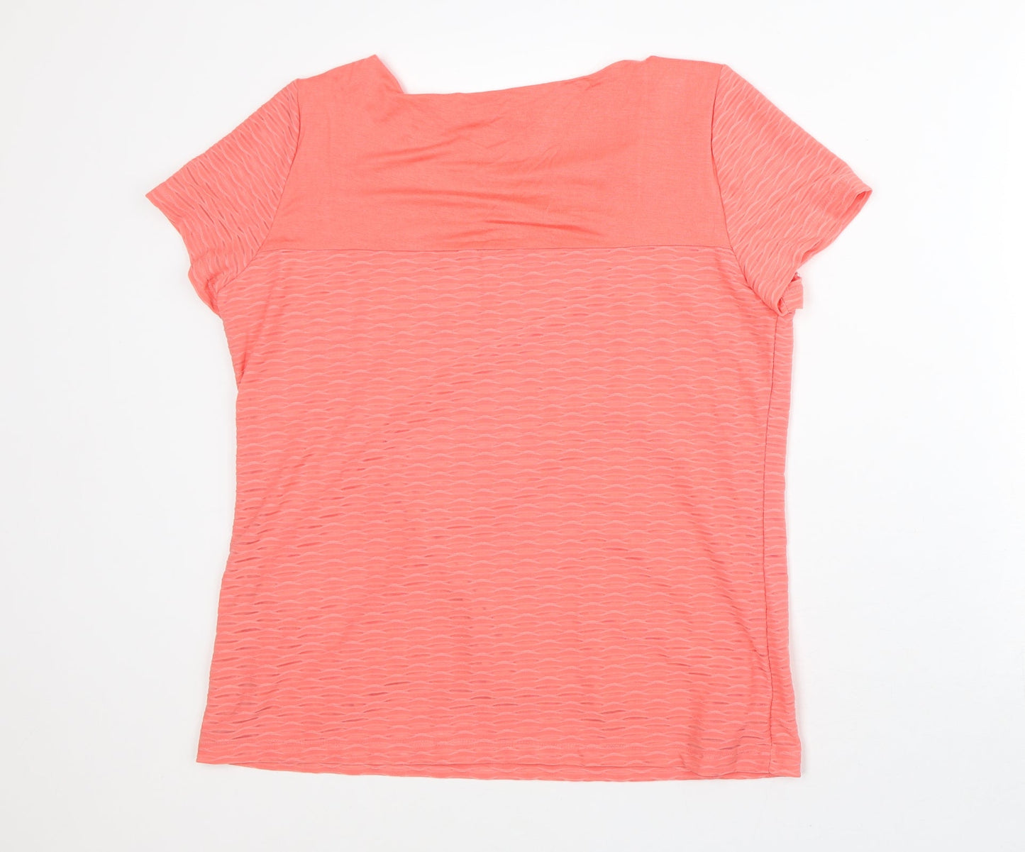 Marc New York Womens Orange Geometric Polyester Basic T-Shirt Size L Round Neck - 2 Layers