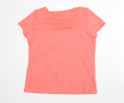 Marc New York Womens Orange Geometric Polyester Basic T-Shirt Size L Round Neck - 2 Layers