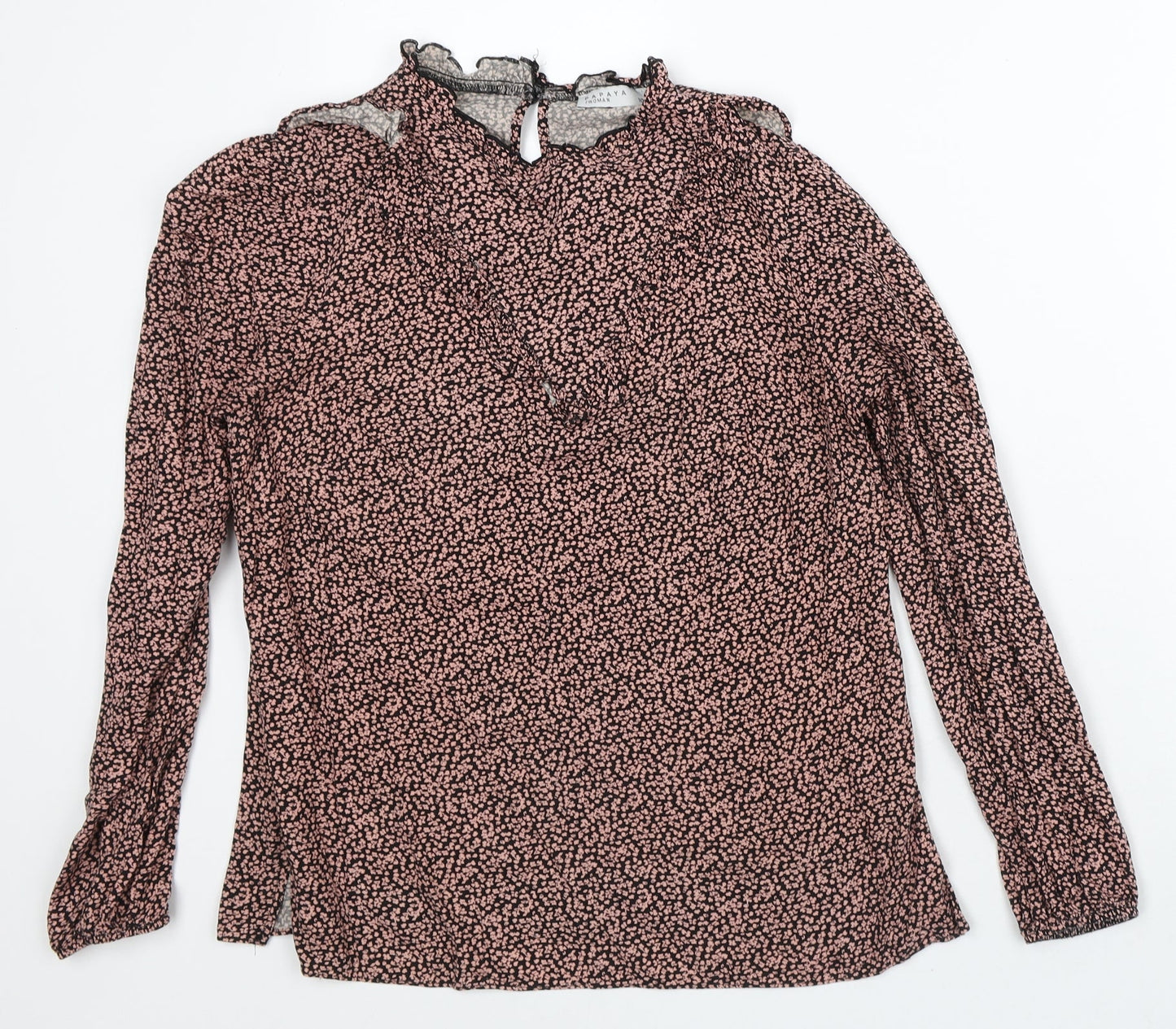 Papaya Womens Pink Geometric Viscose Basic Blouse Size 10 Round Neck