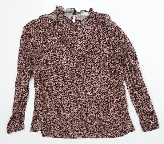 Papaya Womens Pink Geometric Viscose Basic Blouse Size 10 Round Neck