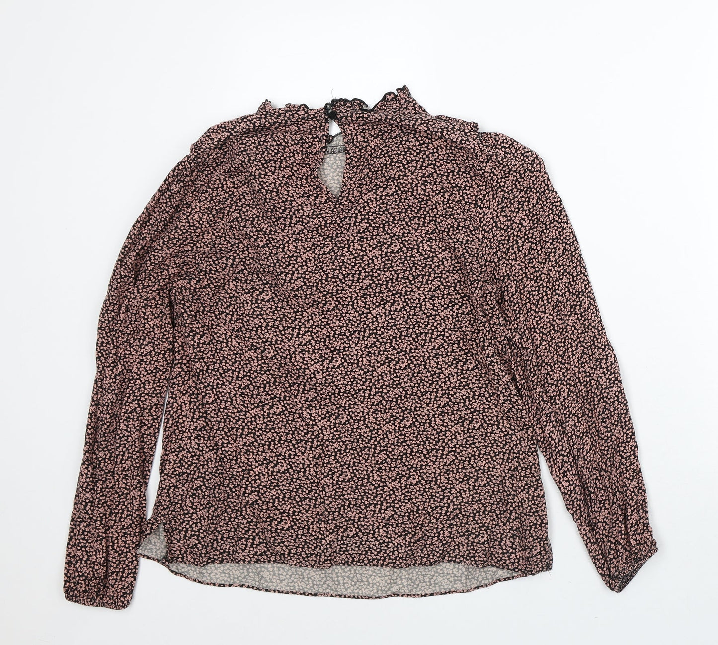 Papaya Womens Pink Geometric Viscose Basic Blouse Size 10 Round Neck