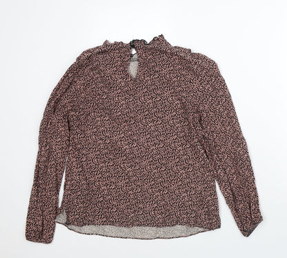 Papaya Womens Pink Geometric Viscose Basic Blouse Size 10 Round Neck