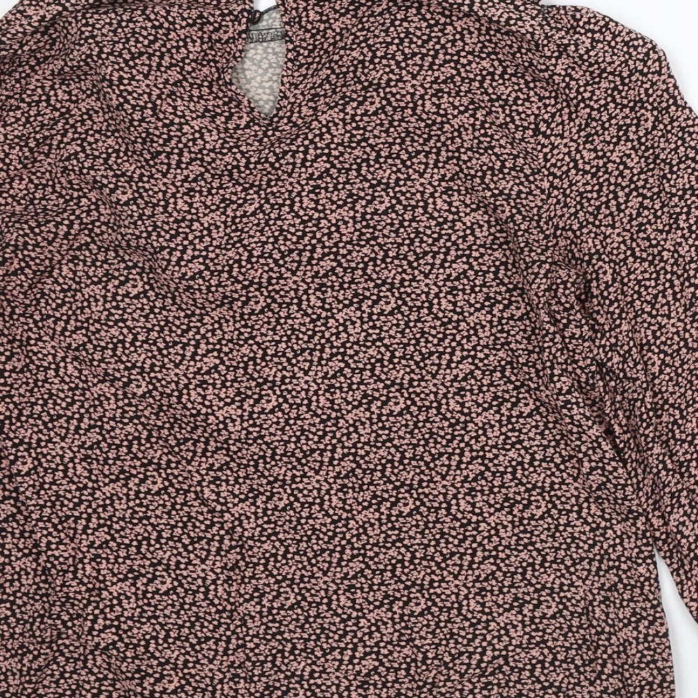 Papaya Womens Pink Geometric Viscose Basic Blouse Size 10 Round Neck