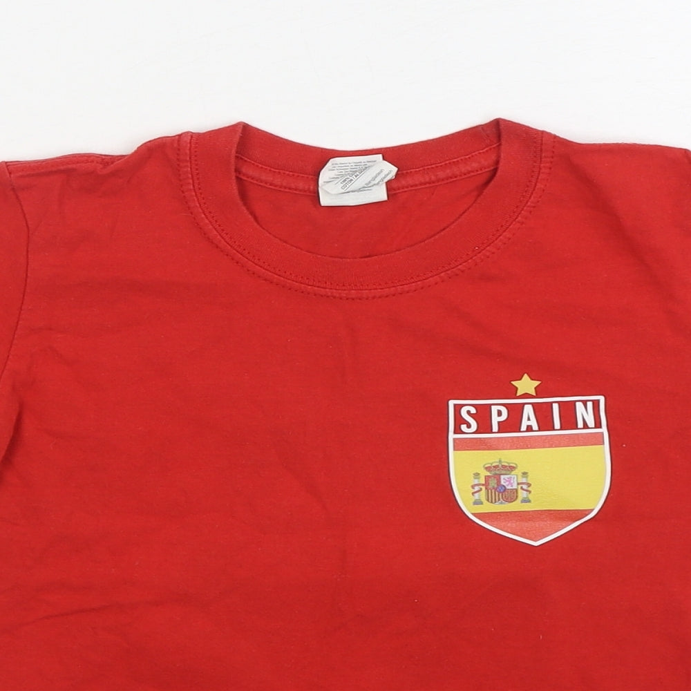 Gildan Boys Red 100% Cotton Basic T-Shirt Size 7-8 Years Round Neck Pullover