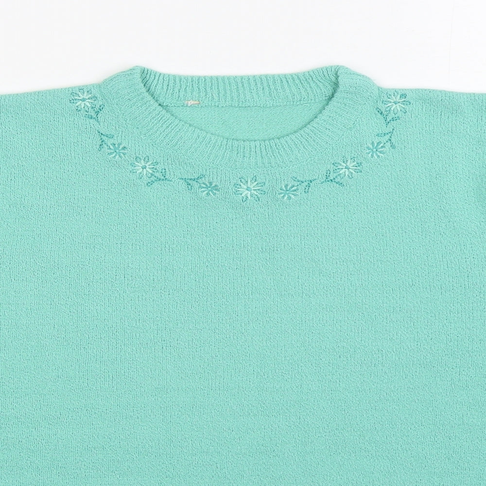 Womens UK Size M Preworn Green Pullover Jumper