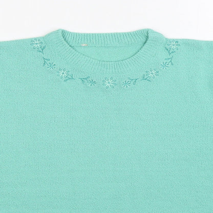 Womens UK Size M Preworn Green Pullover Jumper