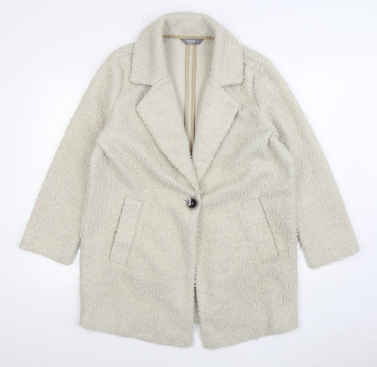 Nutmeg Womens White Overcoat Coat Size 12 Button