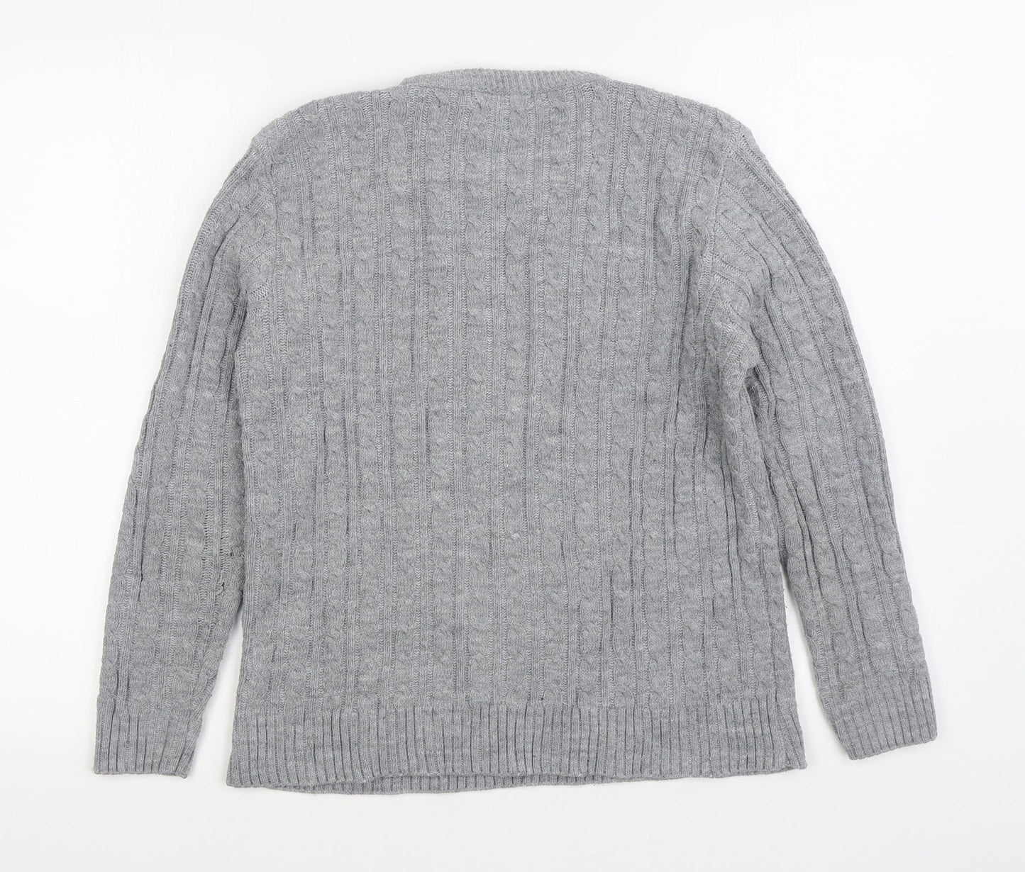 Envy Womens Grey Round Neck Acrylic Pullover Jumper Size XL