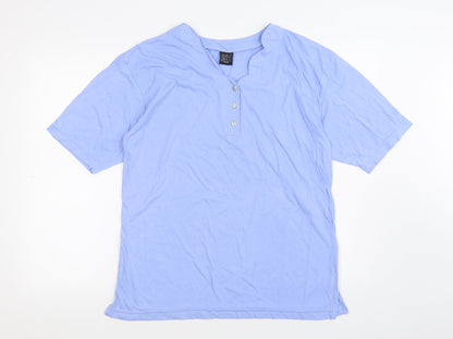 Avant Garde Womens Blue Polyester Basic T-Shirt Size L V-Neck