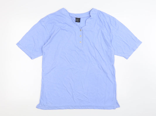 Avant Garde Womens Blue Polyester Basic T-Shirt Size L V-Neck