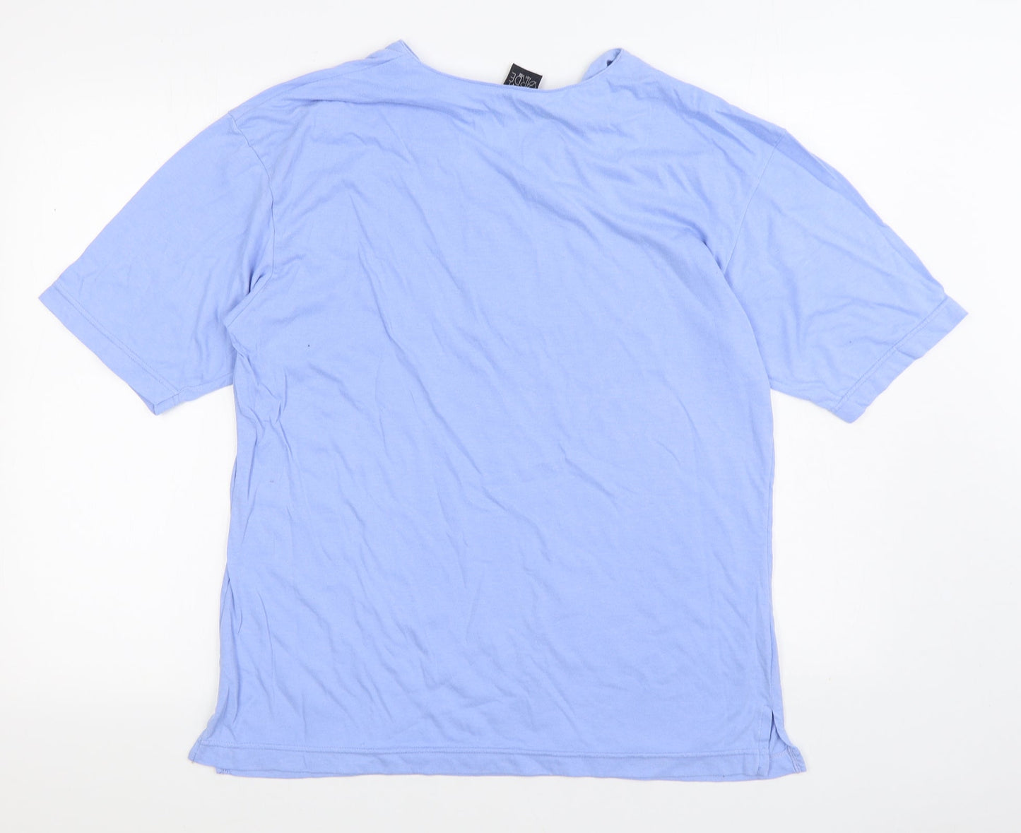 Avant Garde Womens Blue Polyester Basic T-Shirt Size L V-Neck