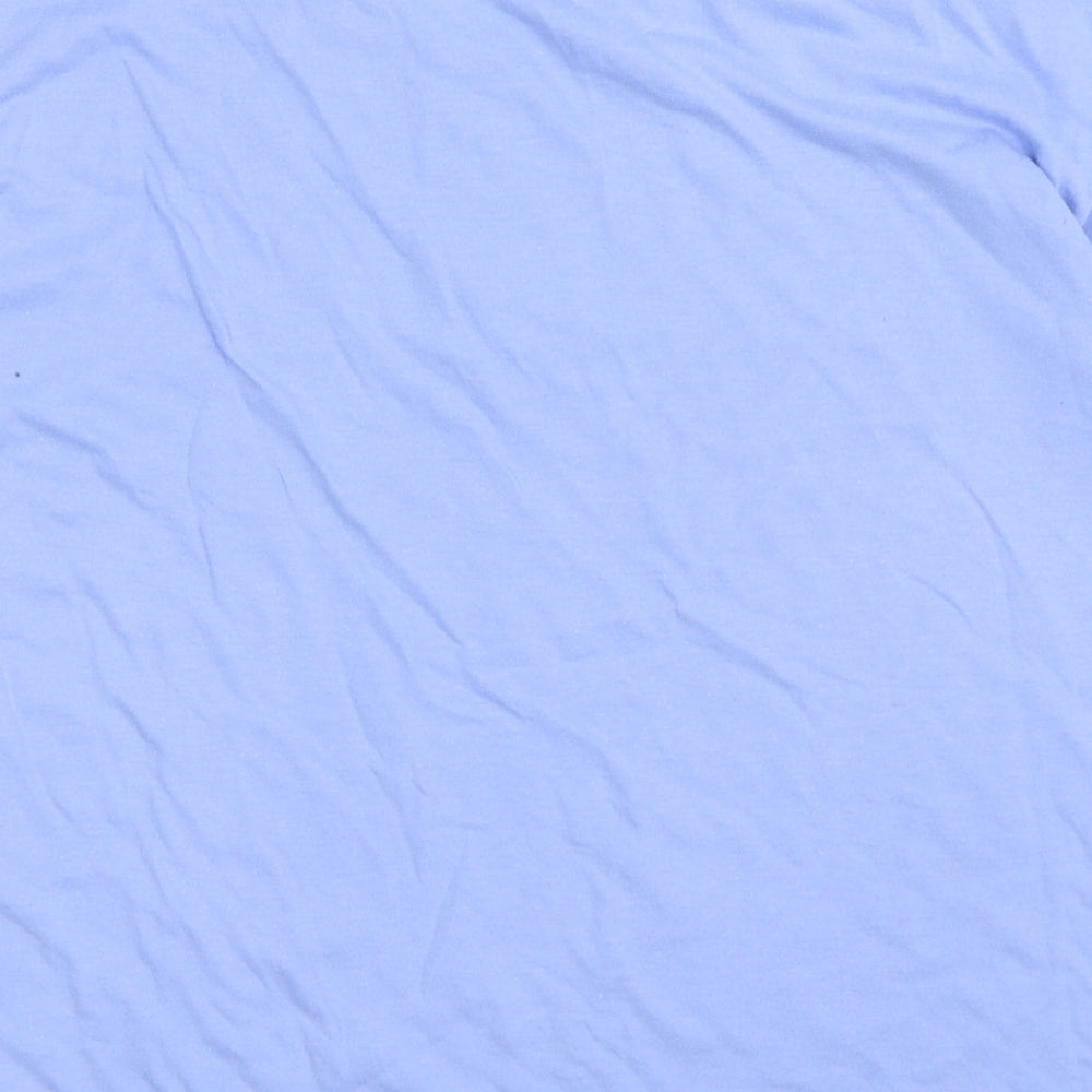 Avant Garde Womens Blue Polyester Basic T-Shirt Size L V-Neck