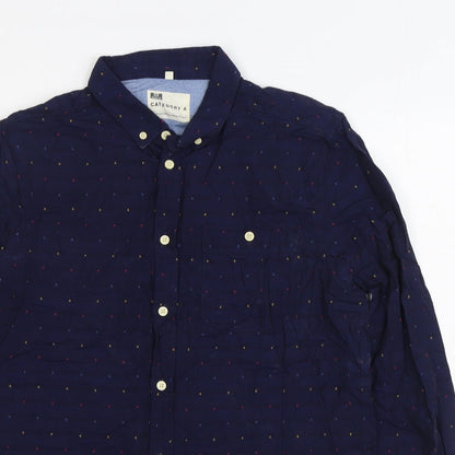 Mens UK Size L Category A Blue  Button-Up Long Sleeve Casual Shirt