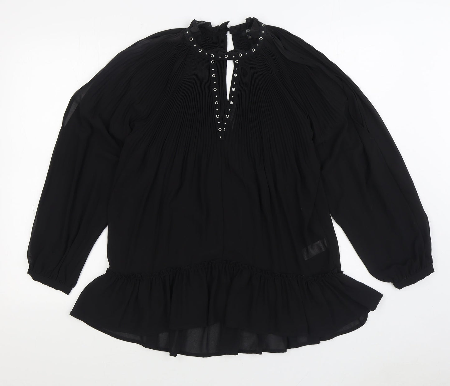 Womens UK Size 10 River Island Black Basic Blouse