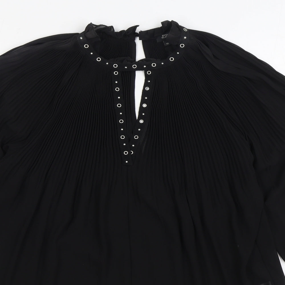 Womens UK Size 10 River Island Black Basic Blouse