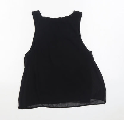 New Look Womens Black Polyester Basic Blouse Size 8 Boat Neck