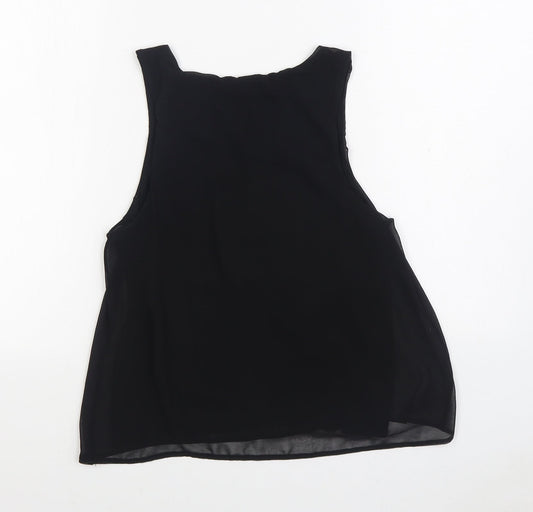 New Look Womens Black Polyester Basic Blouse Size 8 Boat Neck