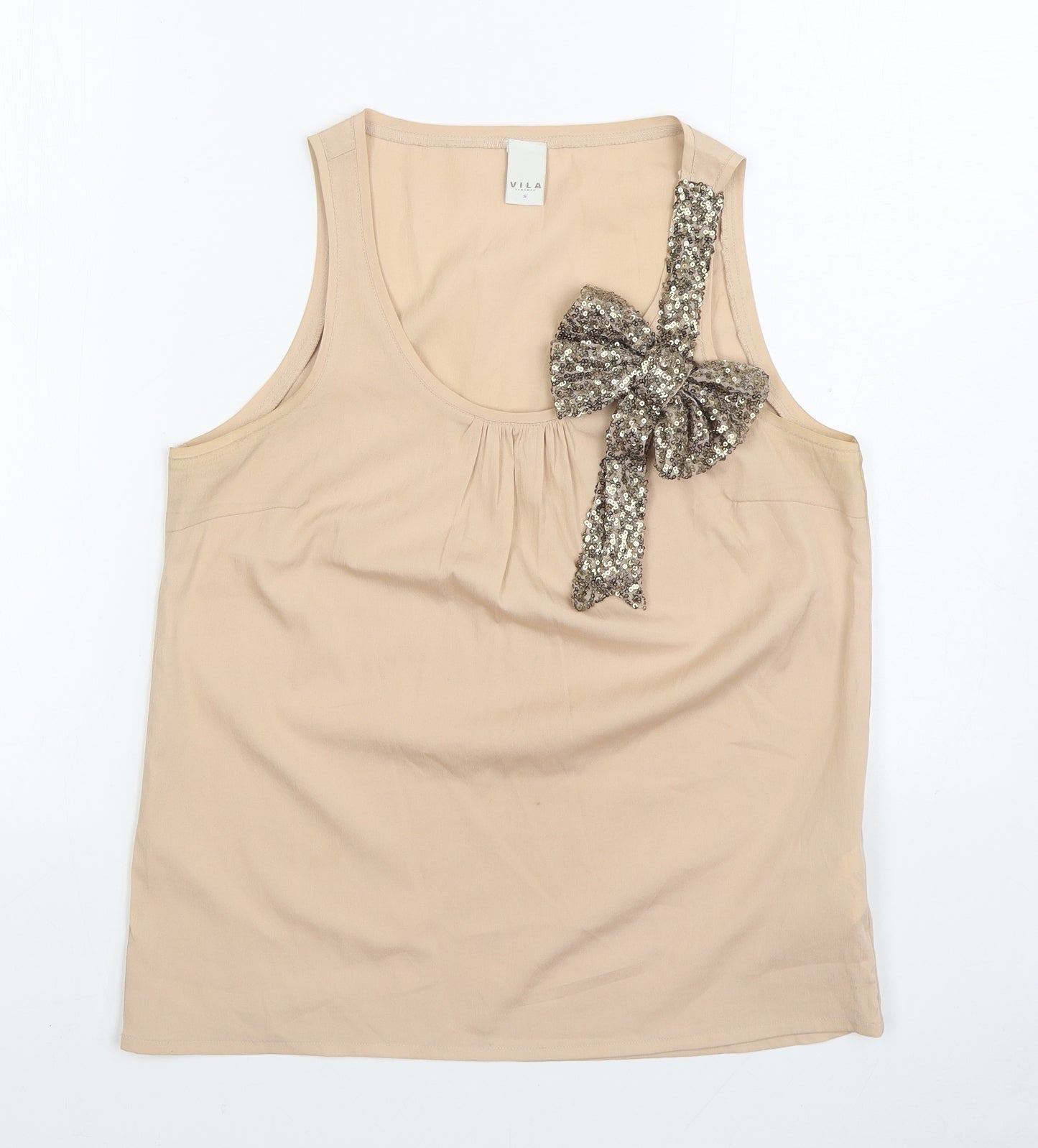 Womens UK Size S VILA Beige Basic Blouse