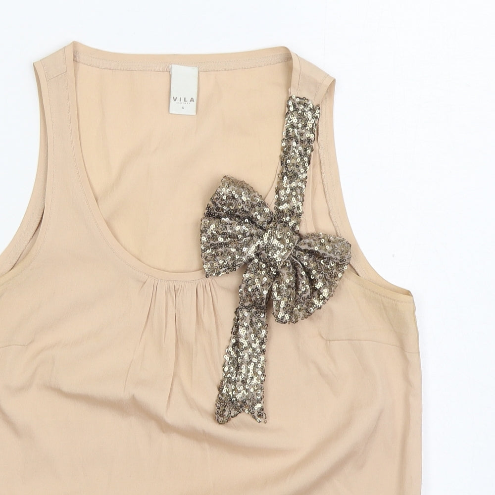 Womens UK Size S VILA Beige Basic Blouse
