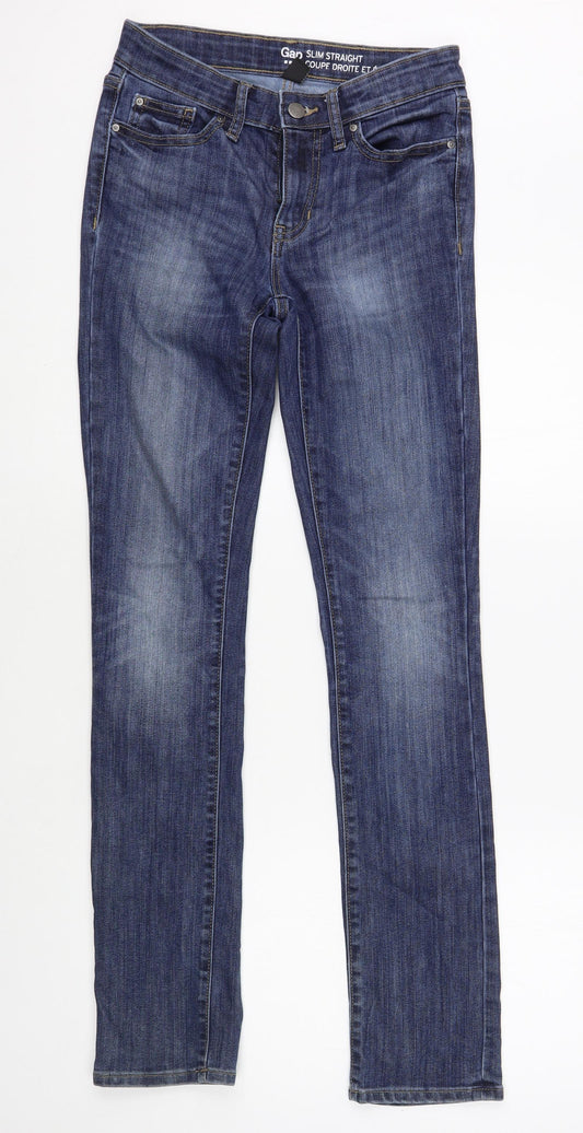 Gap Womens Blue Cotton Straight Jeans Size 4 L32 in Regular Button
