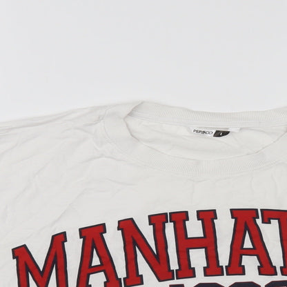 Womens UK Size L PEP&CO White Cropped T-Shirt