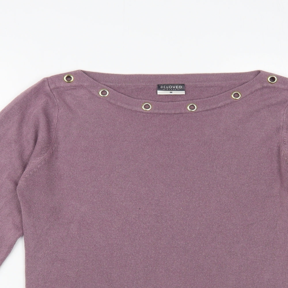 Womens UK Size M Beloved Purple Pullover Jumper