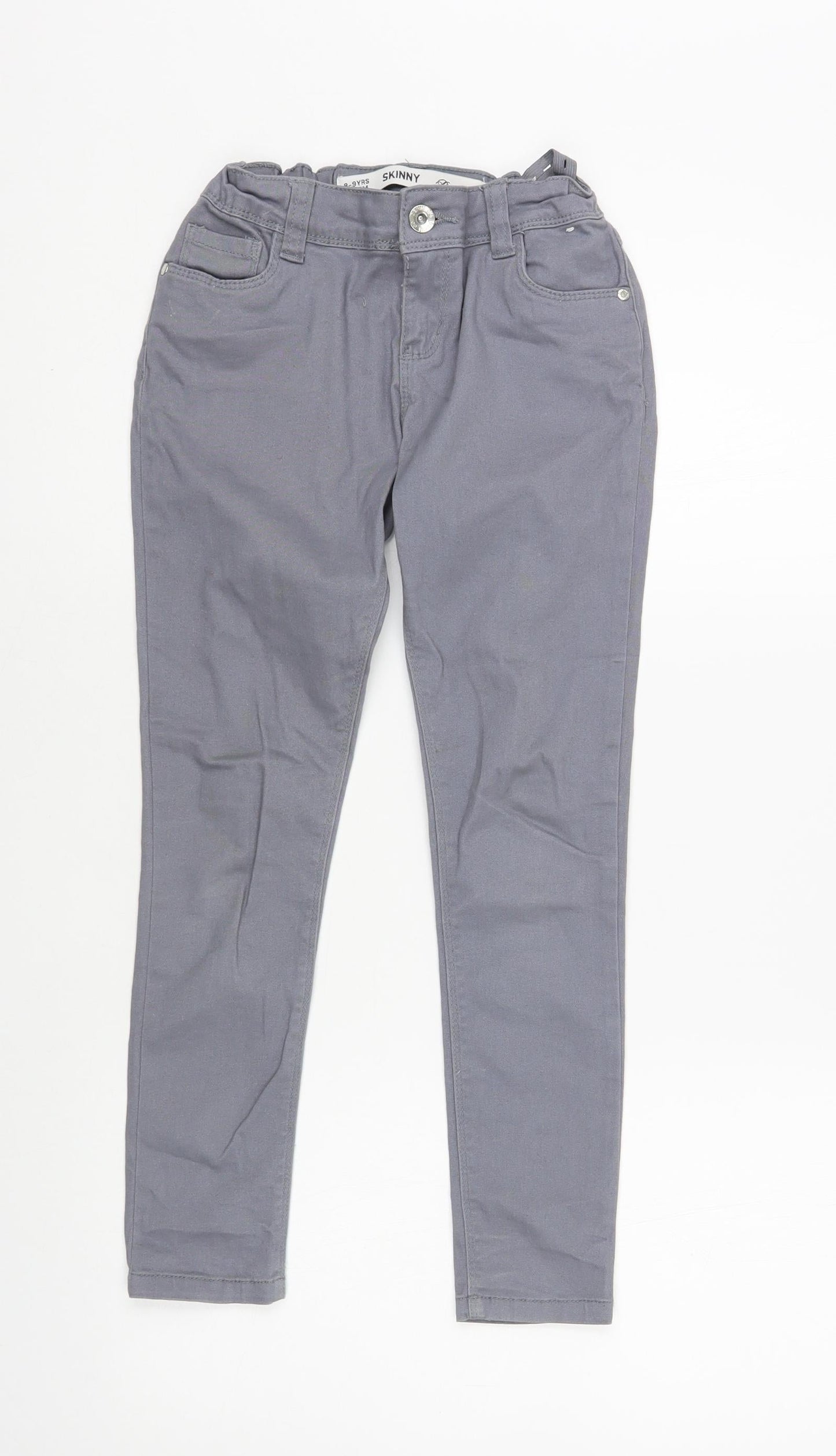 Denim Co. Girls Grey Cotton Skinny Jeans Size 8-9 Years Regular Button