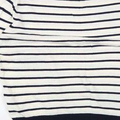 NEXT Womens White Crew Neck Striped Acrylic Pullover Jumper Size 8 - Hearts
