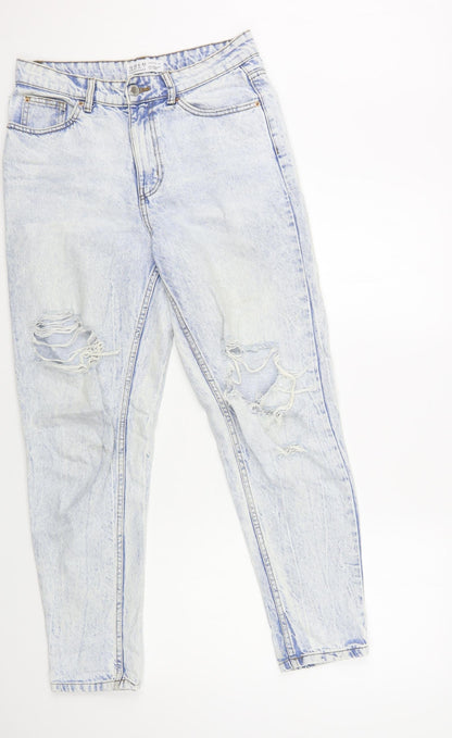 Denim Co. Womens Blue Cotton Tapered Jeans Size 10 L29 in Regular Button